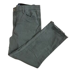 Democracy Womens "Ab"solution Cargo Pants Green Size 14 Cropped Raw‎ Hem